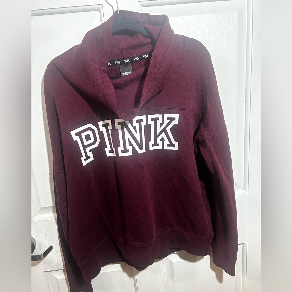 Victoria Secret PINK Maroon Crowl Neck Pullover